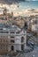 Madrid skyline sunset view from Cibeles Palace Townhall, Madrid City Council building