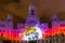 Madrid, Spain- December 17, 2022: Video mapping projected on the facade of the Palacio de Correos in Madrid