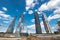 Madrid, Spain - July 15, 2018: Financial district Four skyscraper tower in Cuatro Torres Business Area, in Madrid, Spain.