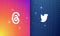 Madrid, Spain - July, 2023: Threads VS Twitter app icons facing each other with network background. Competition between social