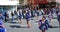 Madrid, Spain, March 2nd 2019: Carnival parade, Bolivian team dancers with typical costume dancing