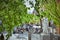 MADRID, SPAIN - MAY 14, 2017: Numerous young people and tourists meet frequently in the historic Plaza del Dos de Mayo. This urban