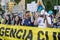 MADRID, SPAIN - SEPTEMBER 27, 2019: Fridays for Future rally. Singer Daniel Carbonell de las Heras known as Macaco