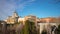 Madrid sunny day almudena cathedral block panorama 4k time lapse spain