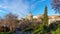 Madrid sunny day park view on almudena cathedral 4k time lapse spain