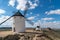 Madrid travel destination. Landscape of windmills of Don Quixote. Historical building in Cosuegra area near Madrid, Spain