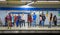 Madrid, Tube, underground station with commuters awaiting train