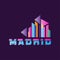 Madrid vector logo design with caption. Capital of Spain. Geometric icon in gradient color. Abstract silhouette of city