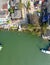 Maeklong, Thailand, panoramic downward aerial view of city river and homes