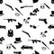 Mafia criminal black symbols and icons seamless pattern