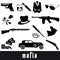 Mafia criminal black symbols and icons set eps10