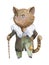 Mafia gangster boss cat. Cartoon criminal character. Isolated object on white background.