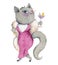 Mafia gangster girlfriend cat. Cartoon character. Isolated object on white background.