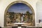 Magdala, Israel, January 26, 2020: Side altar in the church in Magdala on the Galilee Lake Tiberiacn with a mosaic depicting