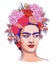 Magdalena Carmen Frida Kahlo portrait. Magdalena Carmen Frida Kahlo portrait with wreath.
