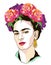 Magdalena Carmen Frida Kahlo portrait with wreath from color peonies