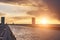 Magdeburg Water Bridge, across river Elbe-Havel Canal in sunset light, Saxony, Germany