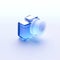 mage of camera Ul icon blue Frosted glass white background generative AI