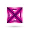 Magenta 3d Geometrical Embossed Square and Triangle X Shape isolated on a White Background