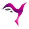 Magenta and Black Glossy Rising Bird Shaped Letter Y Icon
