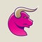 Magenta Cartoon Bull Icon Vector Illustration