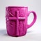 Magenta Cross Coffee Mug - Zbrush Style Organic Texture Sculpture