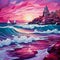 Magenta Cubism Seascape Abstract Art