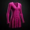 Magenta Knit Cardigan Dress - Hyper Realistic Zbrush Style