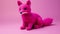 Magenta Knitted Fox Toy On Vibrant Background