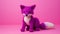 Magenta Knitted Fox Toy On Vibrant Pink Background