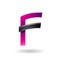 Magenta Letter F with Black Glossy Stick isolated on a White Background