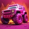 Magenta Monster Truck: A Vibrant And Epic 3d Cgi Art Inspired By The Legend Of Zelda
