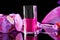 Magenta nail polish on background of women\'s