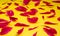 Magenta peony petals on yellow background. Flower creative pattern