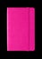 Magenta pink closed notebook isolated on black