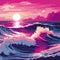 Magenta Pop Art Seascape Abstract Painting