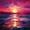 Magenta Pre-raphaelite Seascape Abstract Painting