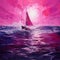 Magenta Pre-raphaelite Seascape Abstract Painting