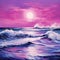 Magenta Realism Seascape Abstract Painting