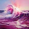 Magenta Realism Seascape Abstract Painting