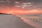 Magenta Sunrise with Buildings and Birds on Florida Coastline