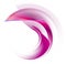 Magenta transparent striped arcuate elements layered on a white background. Icon, logo, symbol, sign. 3d rendering. 3d