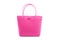 Magenta wicker tote bag, isolated