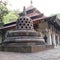 Magetan 9 September 2023 Vihara at Mendut Borobudur temple, Magelang, morning, house of worship, tile roof, paving floor