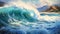 Magewave: A Hyper-detailed Painting Of A Wave Breaking In The Ocean