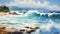 Magewave: A Realistic Painting Of Adriatic Sea Waves Crashing Onto Waimea Bay Shore