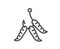 Maggots line icon. Fishing hook with worms sign. Vector