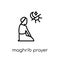 Maghrib prayer icon. Trendy modern flat linear vector Maghrib pr