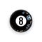Magic 8 Ball. Glossy Black Pool Billiard Ball Isolated on White.