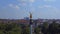 Magic aerial top view flight drone Gold Angel of Peace column City town Munich